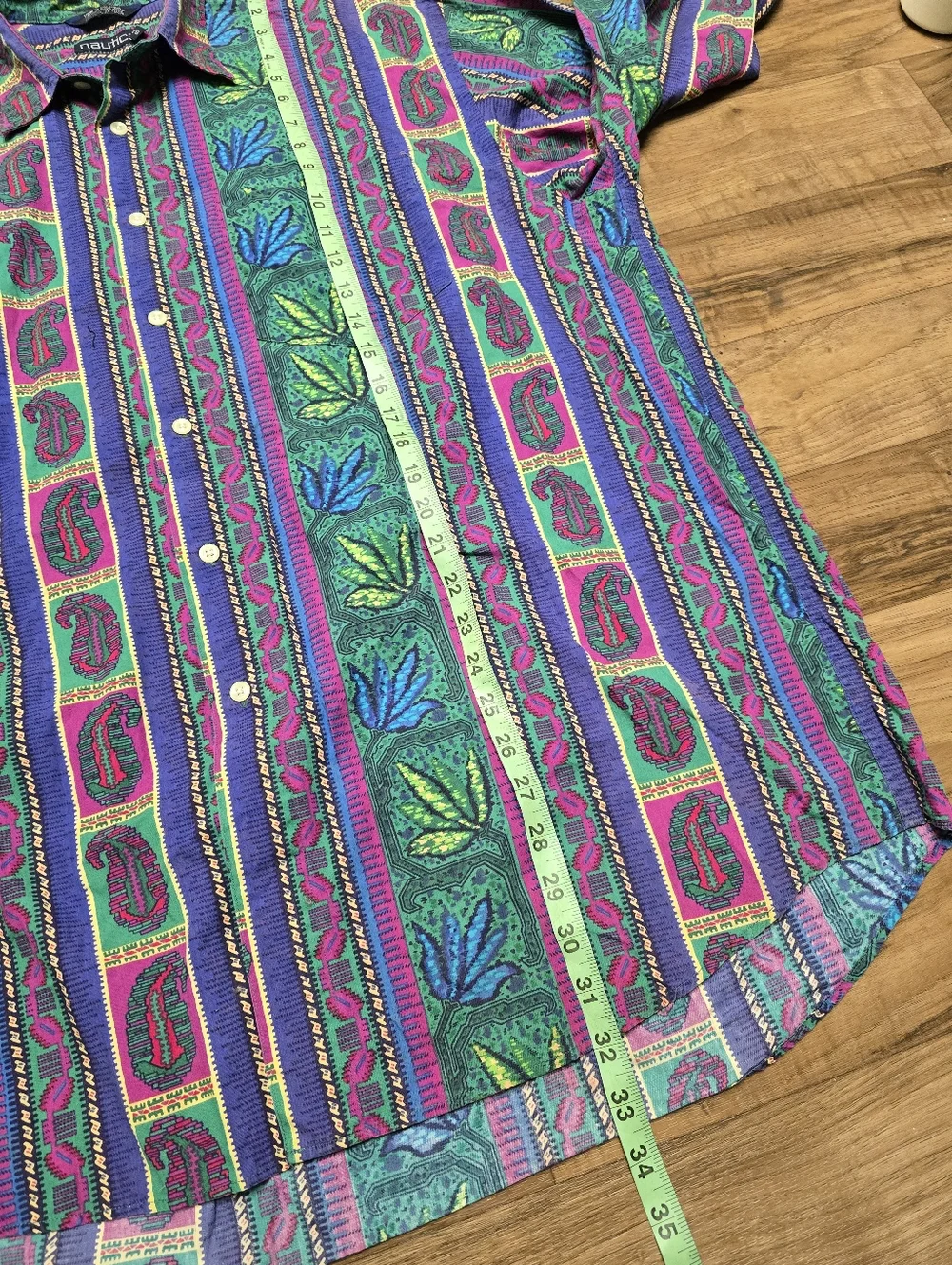 Vintage Nautica Mens Shirt Vibrant Multi-colored Paisley Sz XL - Picture 6 of 7